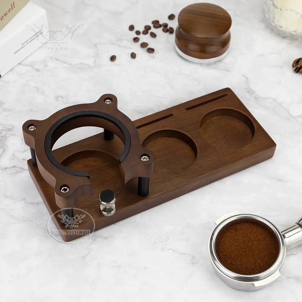 Multi-function 515458mm Sapele Wood Espresso Portafilter Holder Stand with Coffee Tamper Distributor Station (6).jpg