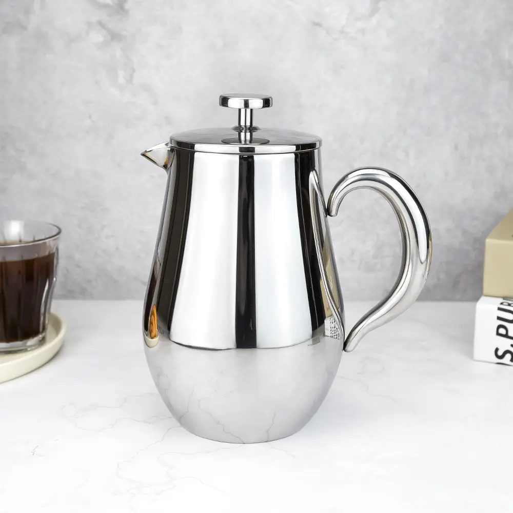 1000ml Oval-Shaped Stainless Steel French Press Coffee & Tea Maker