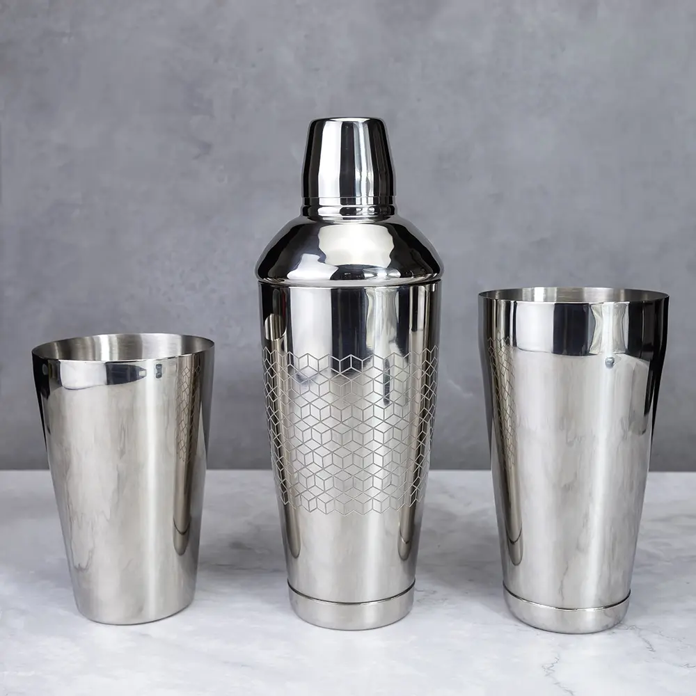 Replaceable Tins 3-Pieces Built-In Strainer Cocktail Shaker