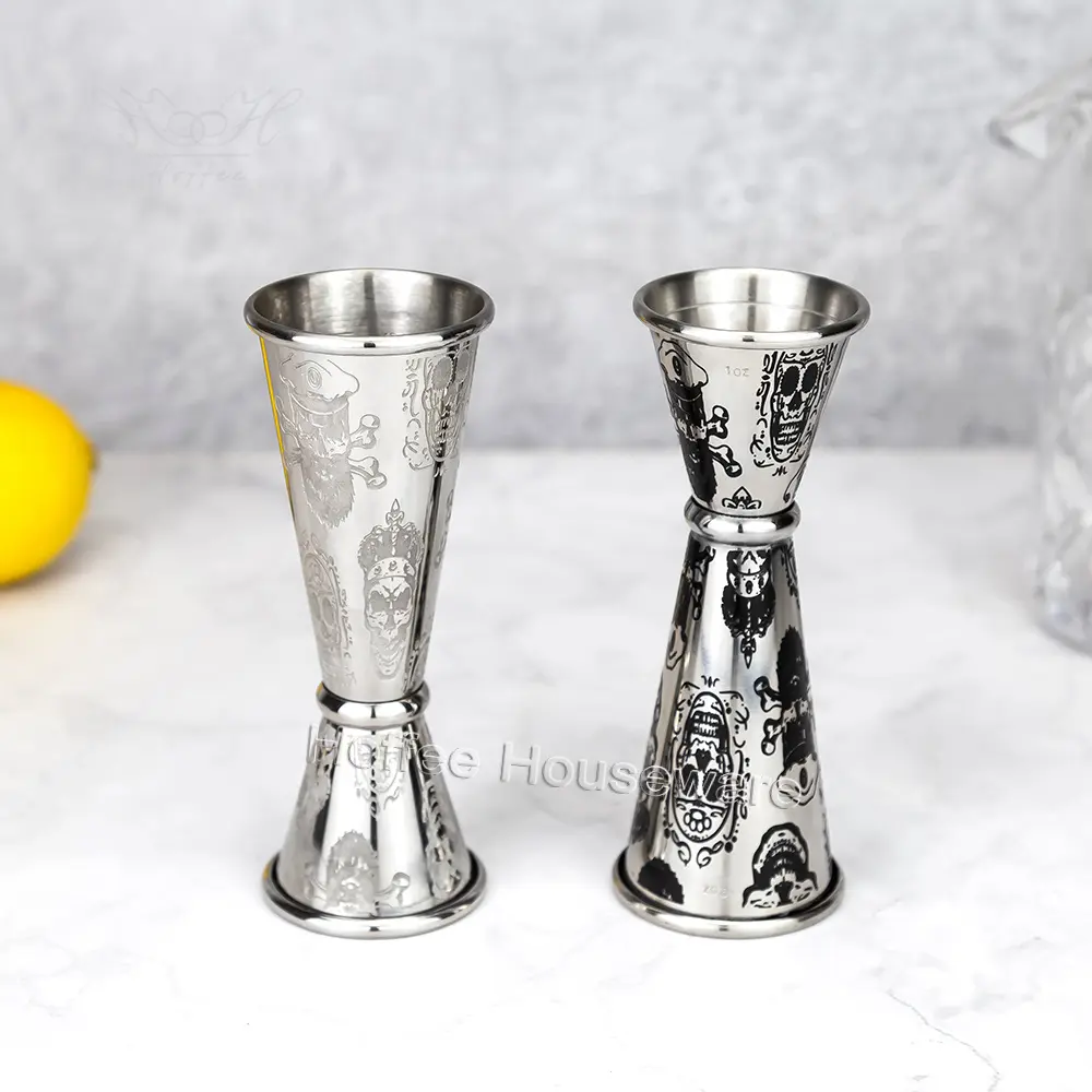 5-Pieces Etching Pattern Stainless Steel Boston Cocktail Shakers Set (12)