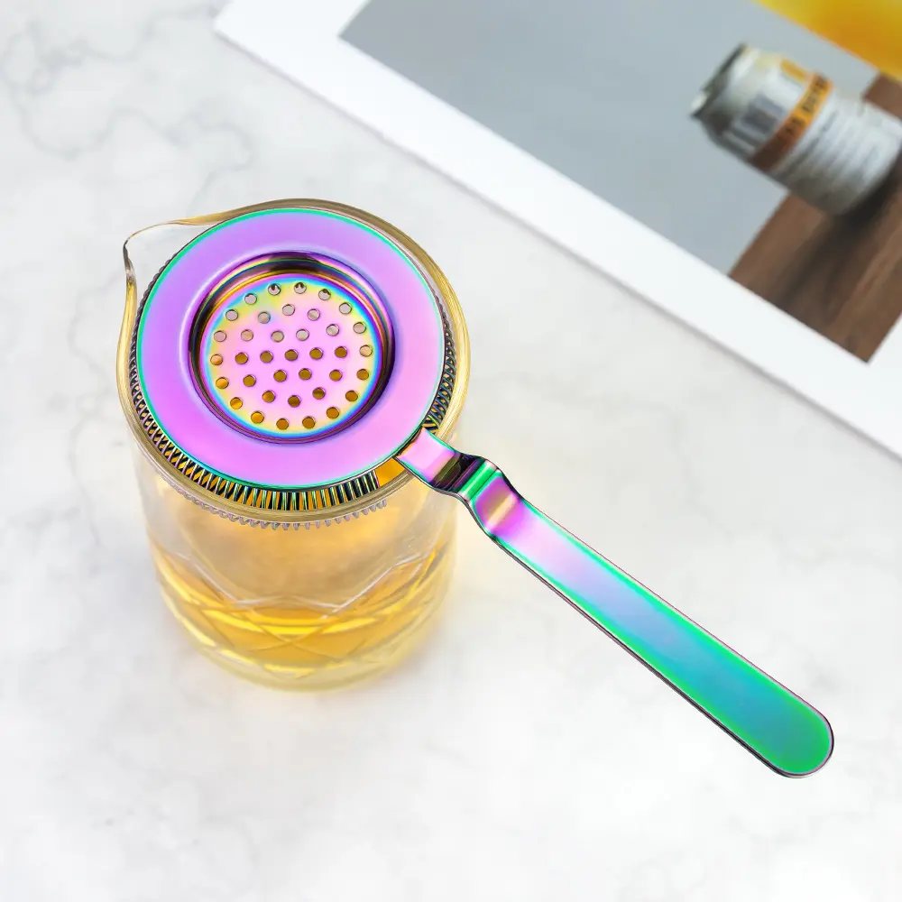 PVD Colored Bent Handle 304 Stainless Steel Bar Hawthorne Strainer