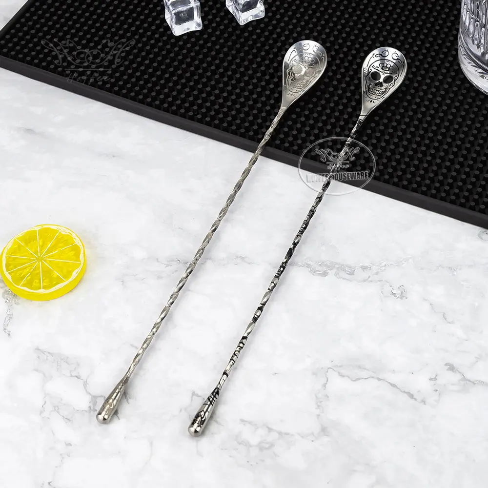 5-Pieces Etching Pattern Stainless Steel Boston Cocktail Shakers Set (16)