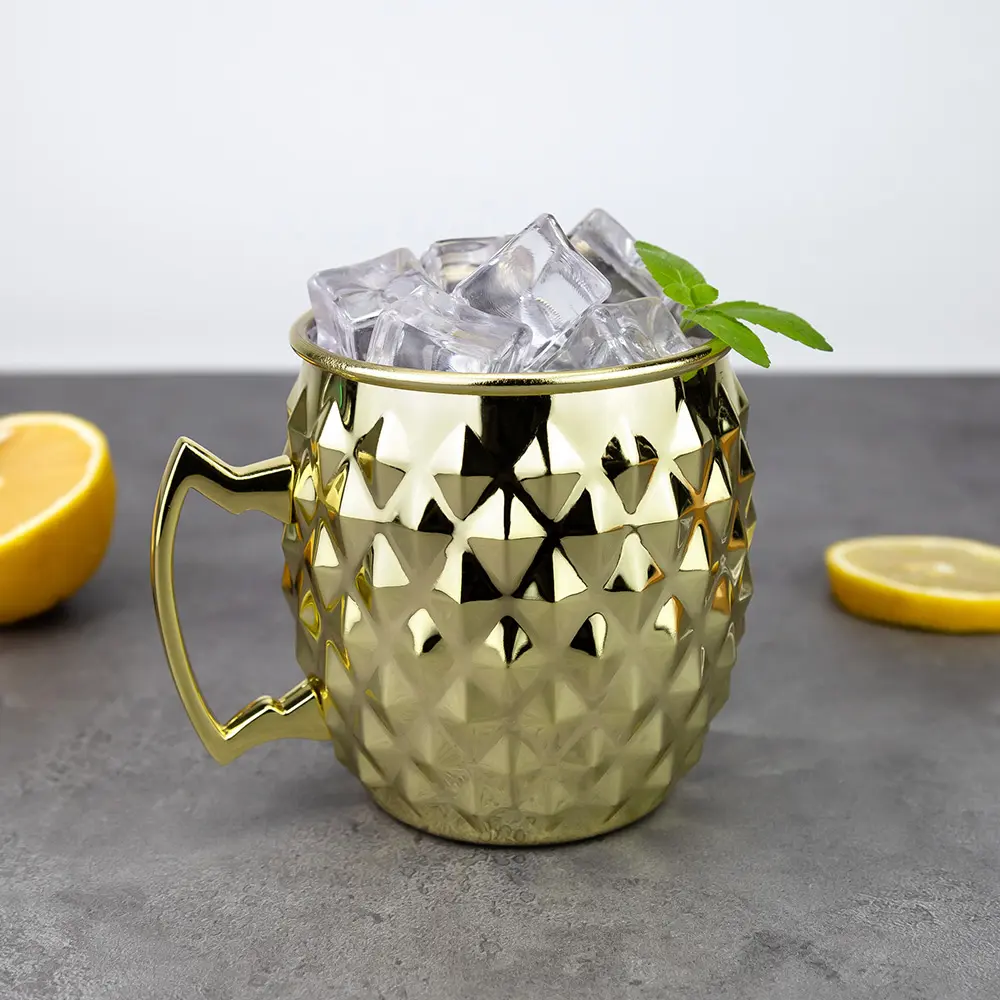 3D diamond pattern 550ml Stainless Steel 18/8 Moscow Mule Mule