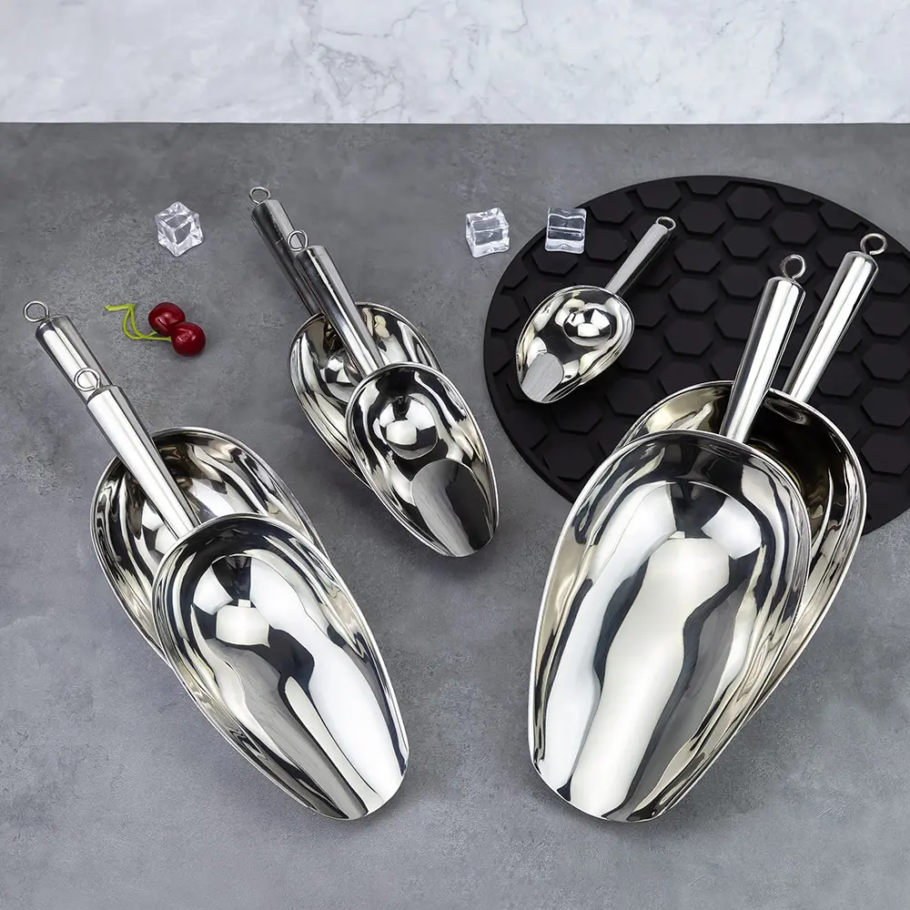 3-48oz S/S#304 Stainless Steel Ice Cube Scoop With hanging hook