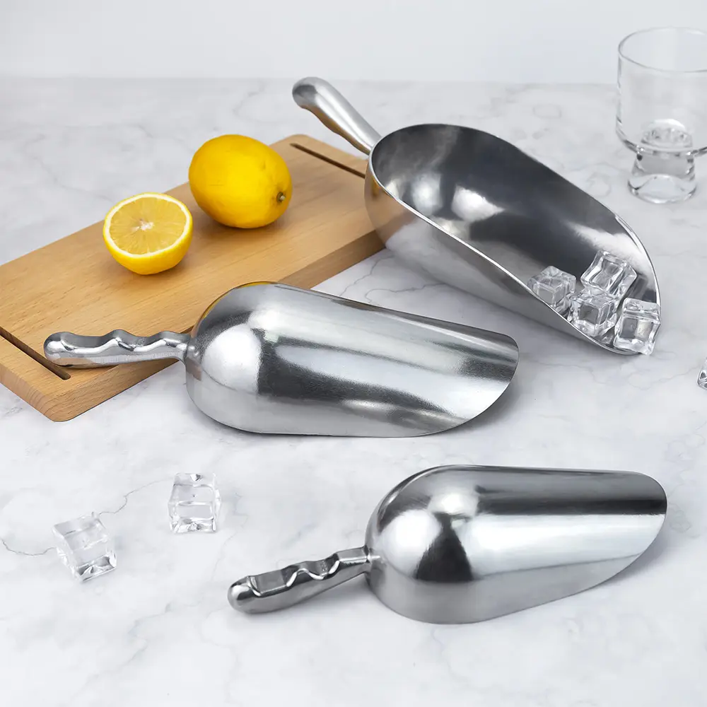 6-85oz Aluminum Round Bottom Bar Ice Cube Scoop