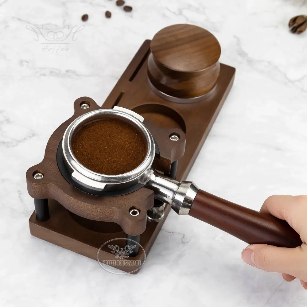 Multi-function 515458mm Sapele Wood Espresso Portafilter Holder Stand with Coffee Tamper Distributor Station (9).jpg