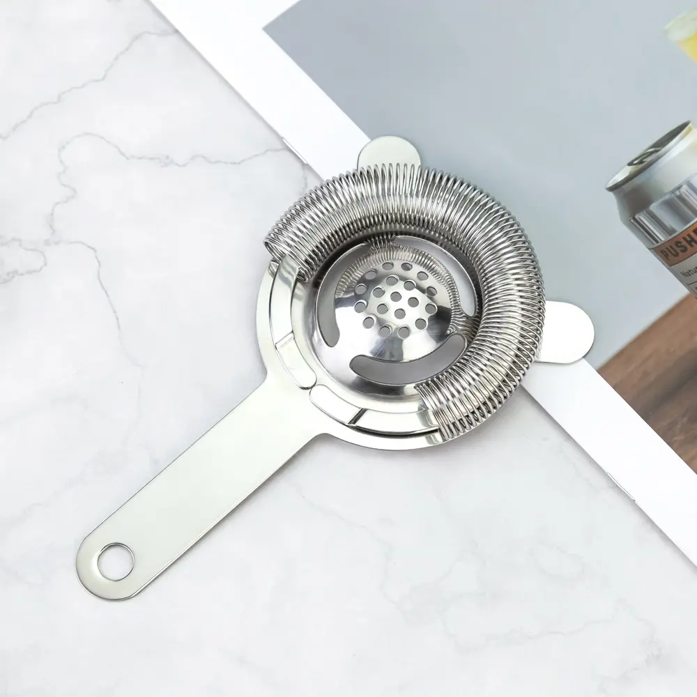 Mirror Finished Bar Hawthorne Strainer With Egg White Filter