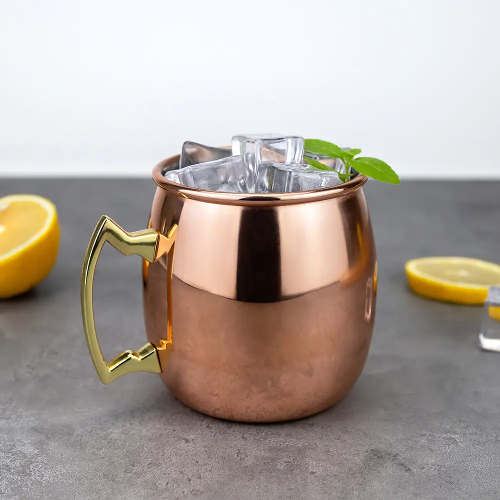 Smooth 550ml Mirror Polished Stainless Steel Barrel Moscow Mule Mug