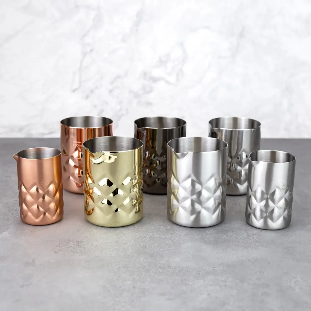 100ml/200ml Laser Measurement Markings Mini 304 Stainless Steel Cocktail Beaker Mixing Glass