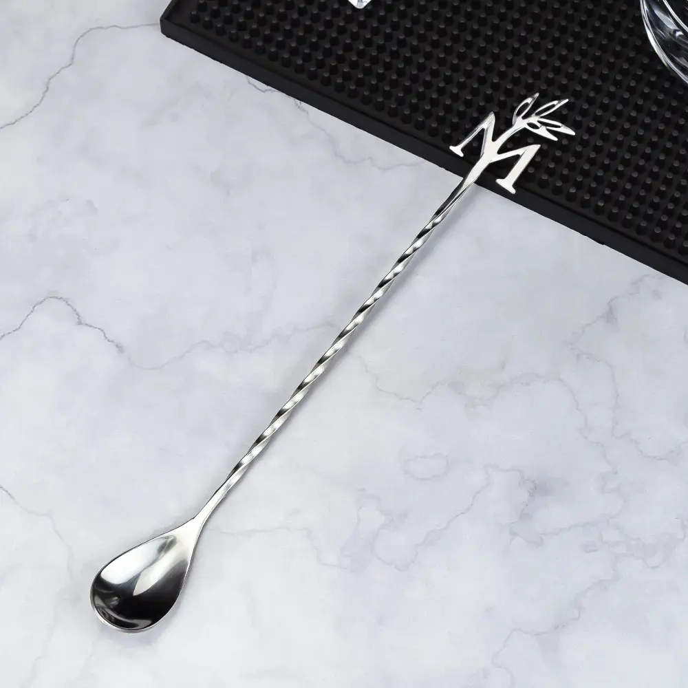 Letter M Shaped Stainless Steel Spiral Bartender Wine Mixing Spoon