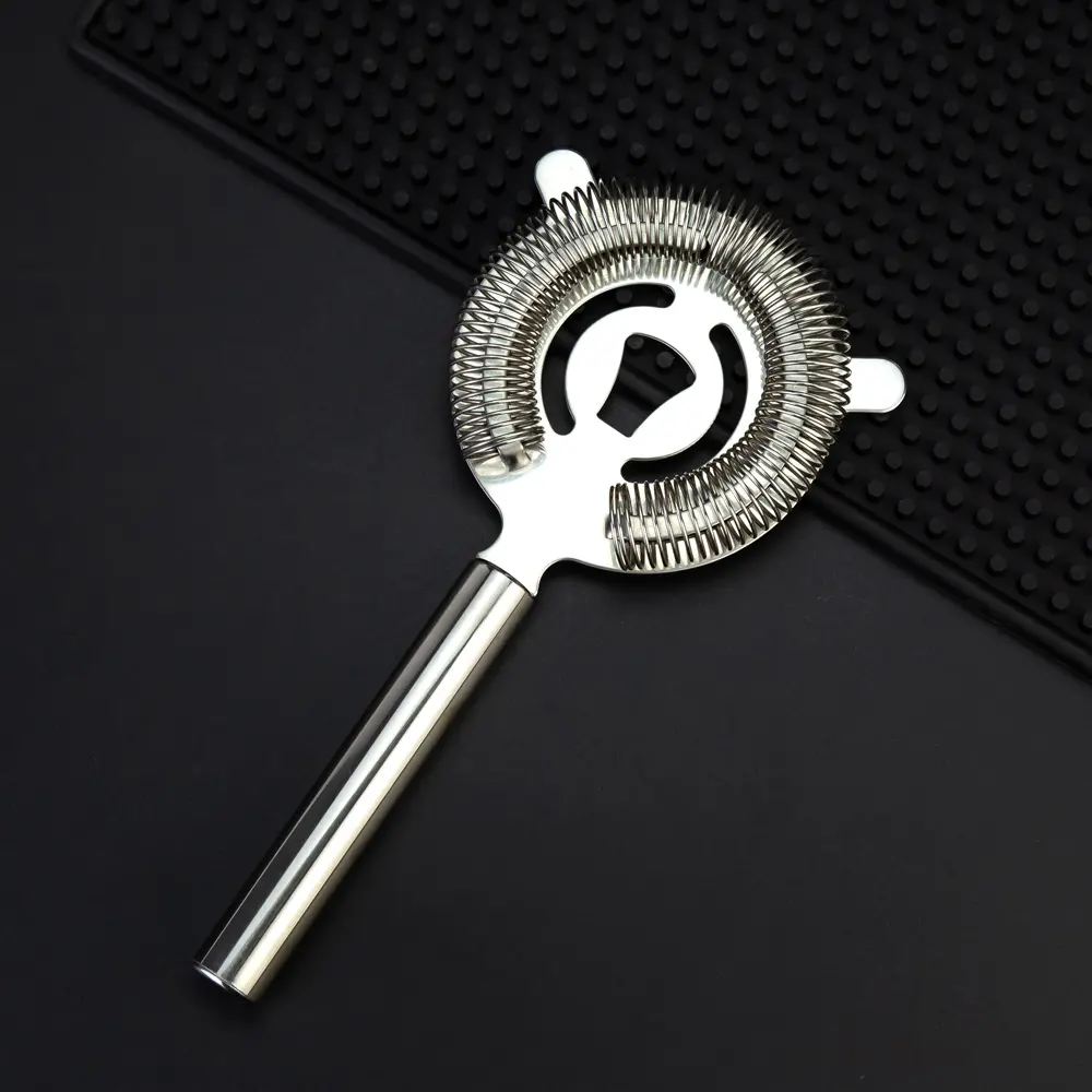 High Density Spring 2 Prong Stainless Steel Bartender Cocktail Ice Filtering Calabrese Hawthorne Strainer