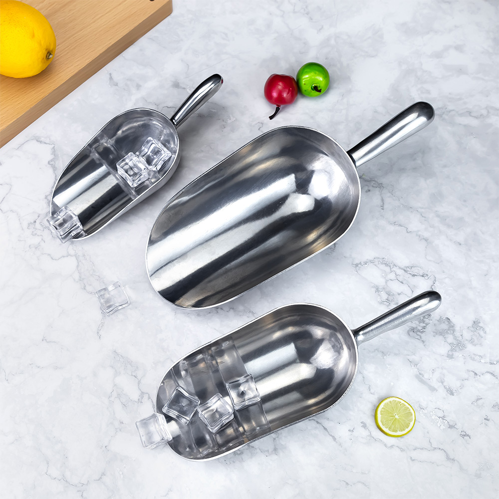 6-85oz Aluminum Round Bottom Bar Ice Cube Scoop (5)