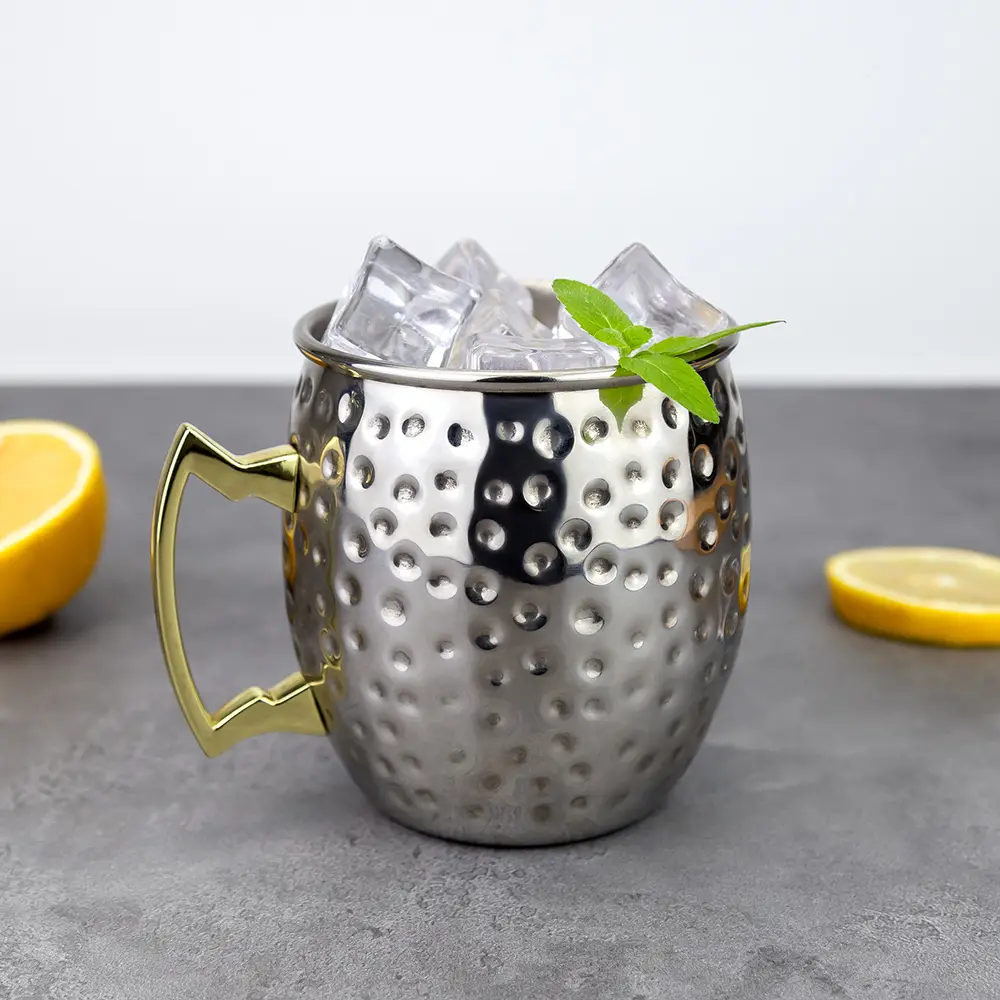 Clasic Hammered Patterned Stainless Steel Beer Drinking Moscow Mule Mug