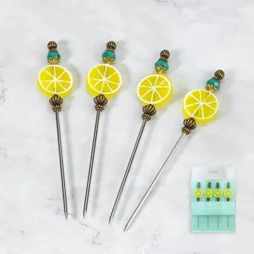 Luxury Handle 3D Lemon Slice Design Cocktail Toothpick Drinks Garnish Fruit Stick
