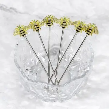 3D Bee Cocktail Picks Stainless Steel 304 Fruit Toothpick Drinks Garnish