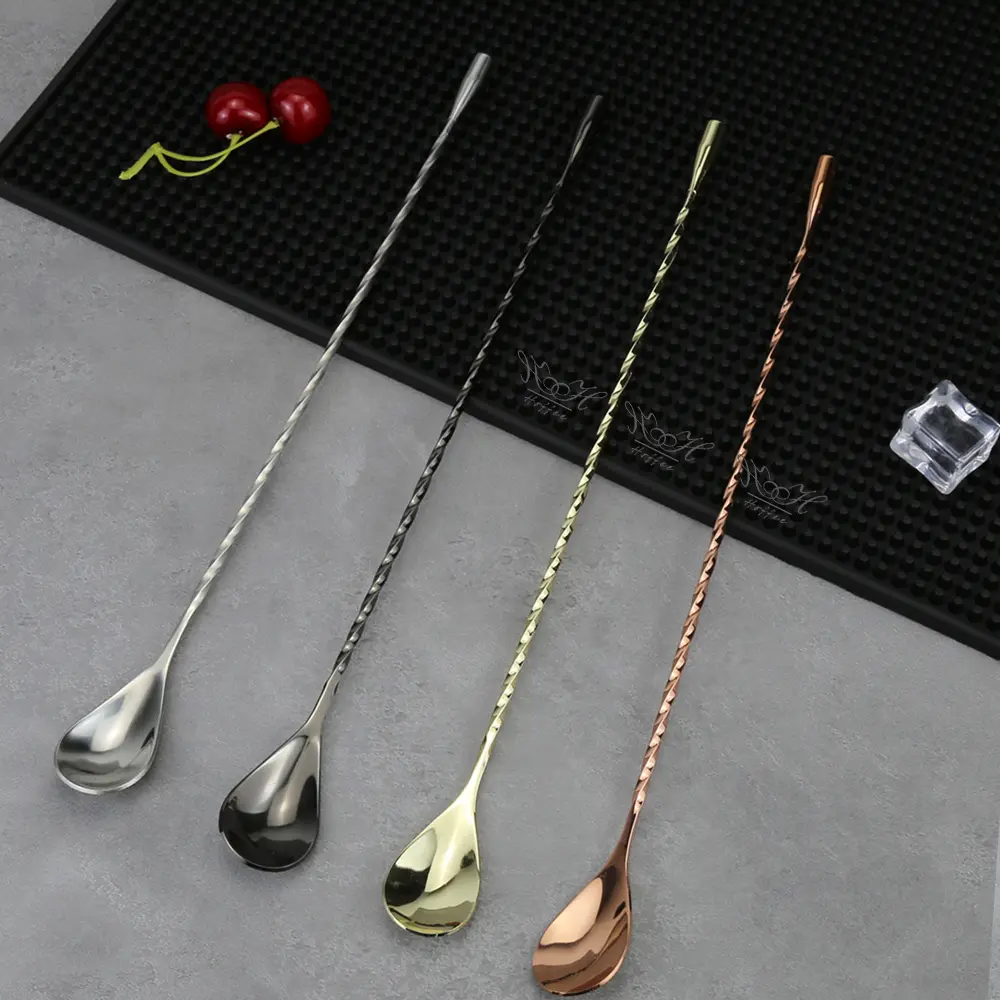 12 Inch Teardrop Spiral Bar Cocktail Mixing Spoon